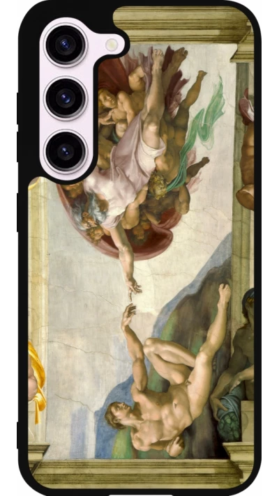 Coque Samsung Galaxy S23 - Silicone rigide noir Tableau art - La Création d’Adam - Michel-Ange