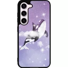 Coque Samsung Galaxy S23 - Silicone rigide noir Whale in sparking stars