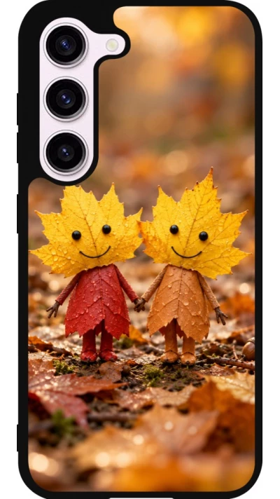 Coque Samsung Galaxy S23 FE - Silicone rigide noir Autumn 26 Couple of leaves