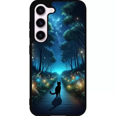 Samsung Galaxy S23 FE Case Hülle - Silikon schwarz Schwarze Katze Spaziergang