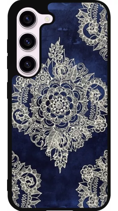 Coque Samsung Galaxy S23 FE - Silicone rigide noir Cream Flower Moroccan