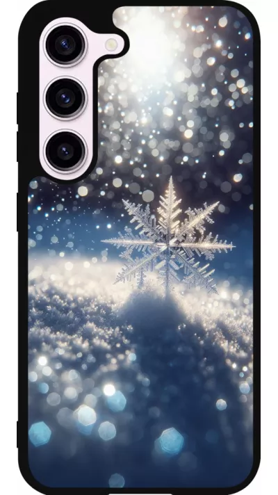 Coque Samsung Galaxy S23 FE - Silicone rigide noir Flocon Solaire Éclat