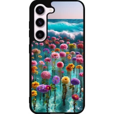 Coque Samsung Galaxy S23 FE - Silicone rigide noir Flower sea waves