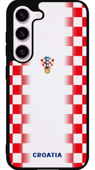Coque Samsung Galaxy S23 FE - Silicone rigide noir Maillot de football Croatie 2026 personnalisable