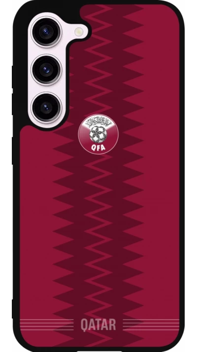 Coque Samsung Galaxy S23 FE - Silicone rigide noir Maillot de football Qatar 2026 personnalisable