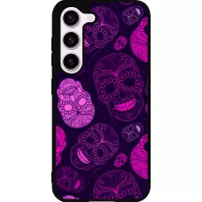 Coque Samsung Galaxy S23 FE - Silicone rigide noir Halloween 2023 pink skulls