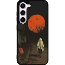 Coque Samsung Galaxy S23 FE - Silicone rigide noir Halloween 2025 Ghost on a bicycle