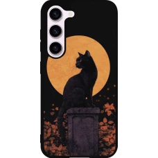 Coque Samsung Galaxy S23 FE - Silicone rigide noir Halloween 2026 Cat Art Nouveau