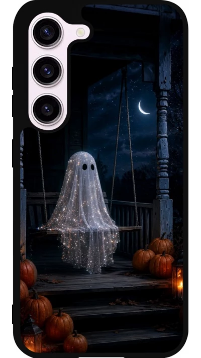 Coque Samsung Galaxy S23 FE - Silicone rigide noir Halloween 2026 Ghost on a swing