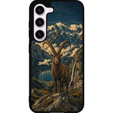 Samsung Galaxy S23 FE Case Hülle - Silikon schwarz Linocut Steinbock