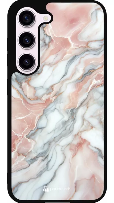Samsung Galaxy S23 FE Case Hülle - Silikon schwarz Rosa Leuchtender Marmor