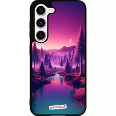 Coque Samsung Galaxy S23 FE - Silicone rigide noir Paysage Violet-Rose