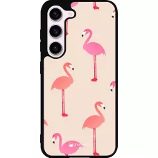 Samsung Galaxy S23 FE Case Hülle - Silikon schwarz Pink Flamingos Pattern