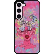 Coque Samsung Galaxy S23 FE - Silicone rigide noir Psychedelic pink mushroom