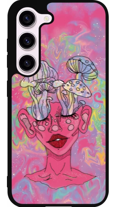 Coque Samsung Galaxy S23 FE - Silicone rigide noir Psychedelic pink mushroom
