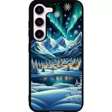 Samsung Galaxy S23 FE Case Hülle - Silikon schwarz Verschneites Bergdorf am See in der Nacht