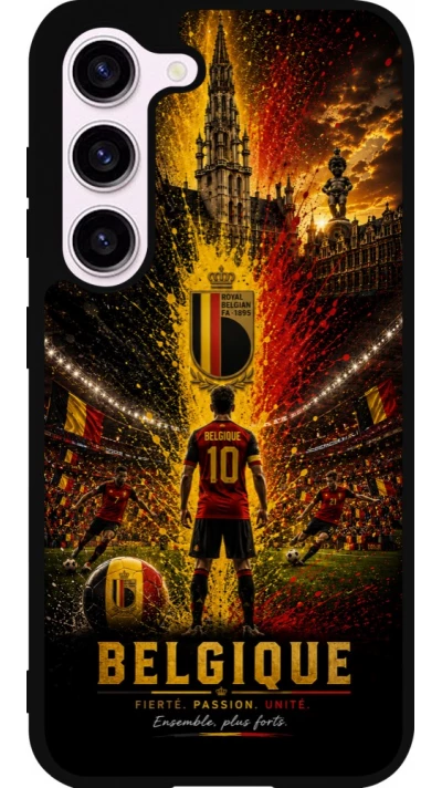 Coque Samsung Galaxy S23 FE - Silicone rigide noir Football Belgique splash 2026