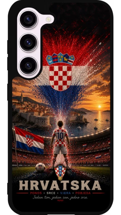 Coque Samsung Galaxy S23 FE - Silicone rigide noir Football Croatie splash 2026