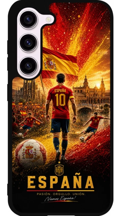Coque Samsung Galaxy S23 FE - Silicone rigide noir Football Espagne splash 2026