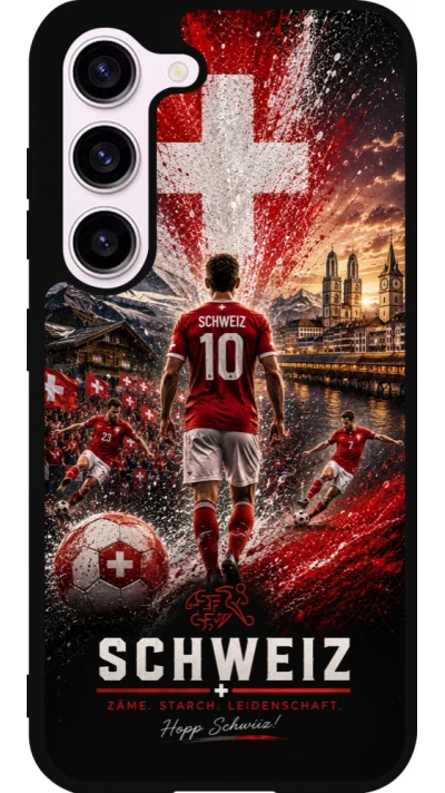 Coque Samsung Galaxy S23 FE - Silicone rigide noir Football Schweiz splash 2026