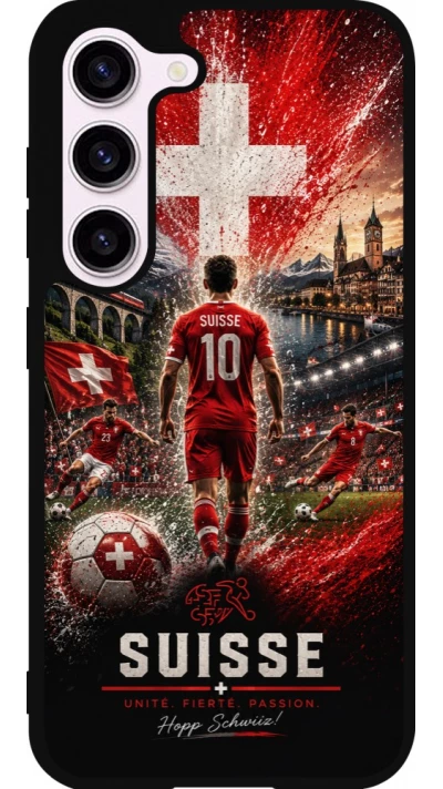Coque Samsung Galaxy S23 FE - Silicone rigide noir Football Suisse splash 2026