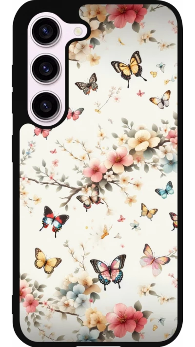 Coque Samsung Galaxy S23 FE - Silicone rigide noir Spring 25 Papillons Légers