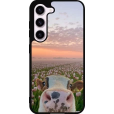 Coque Samsung Galaxy S23 FE - Silicone rigide noir Cow with tulips Spring 2026