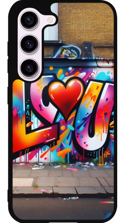 Coque Samsung Galaxy S23 FE - Silicone rigide noir Valentine 2025 Love U Tag