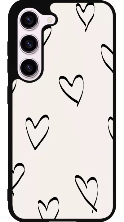 Coque Samsung Galaxy S23 FE - Silicone rigide noir Valentine 2023 minimalist hearts