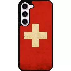 Coque Samsung Galaxy S23 FE - Silicone rigide noir Vintage Flag SWISS