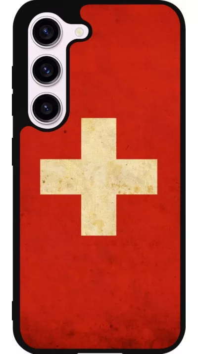 Coque Samsung Galaxy S23 FE - Silicone rigide noir Vintage Flag SWISS