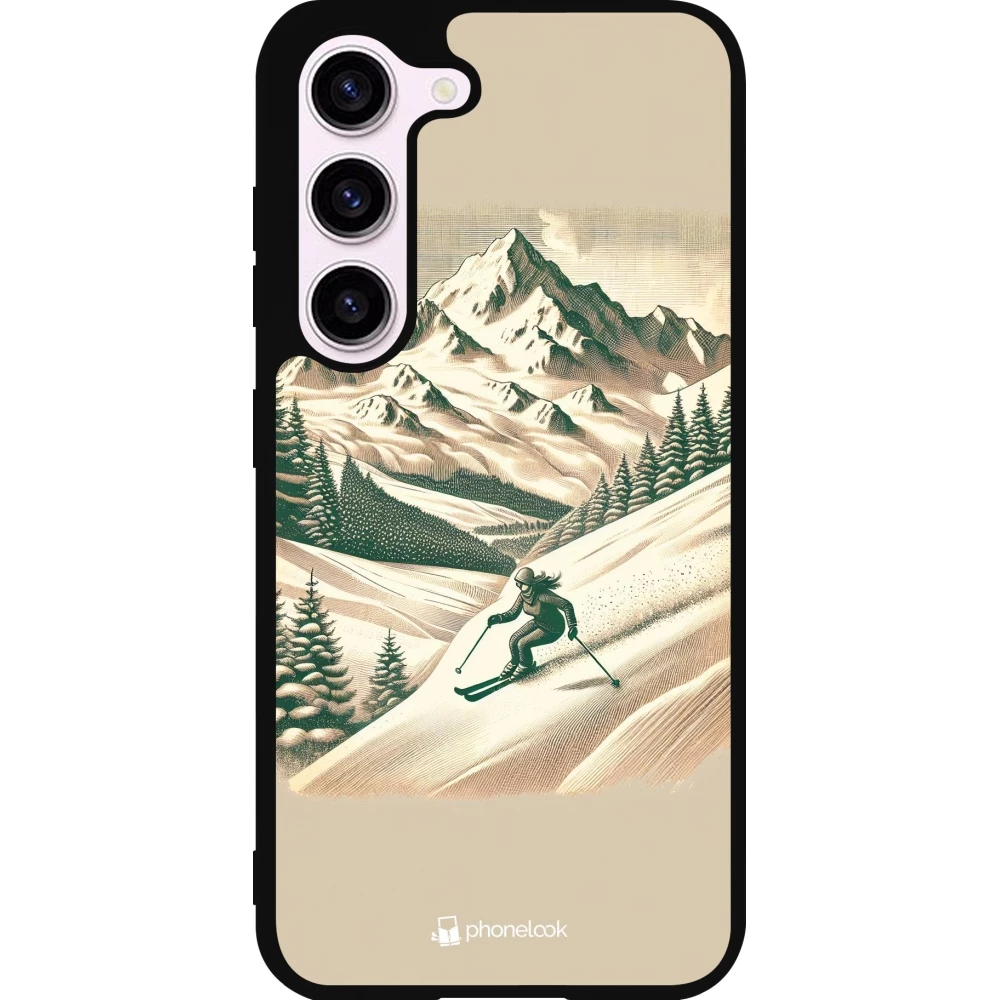 Coque Samsung Galaxy S23 FE - Silicone rigide noir Vintage Ski Mountain