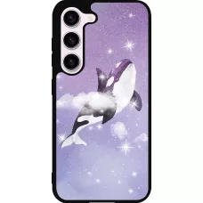 Coque Samsung Galaxy S23 FE - Silicone rigide noir Whale in sparking stars