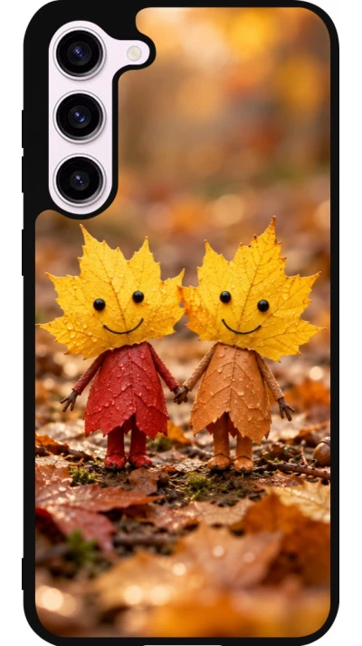 Coque Samsung Galaxy S23+ - Silicone rigide noir Autumn 26 Couple of leaves