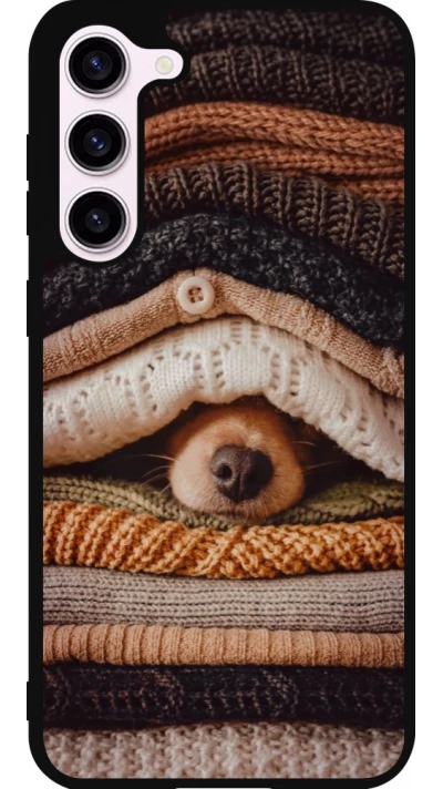 Coque Samsung Galaxy S23+ - Silicone rigide noir Autumn 26 Dog under the covers