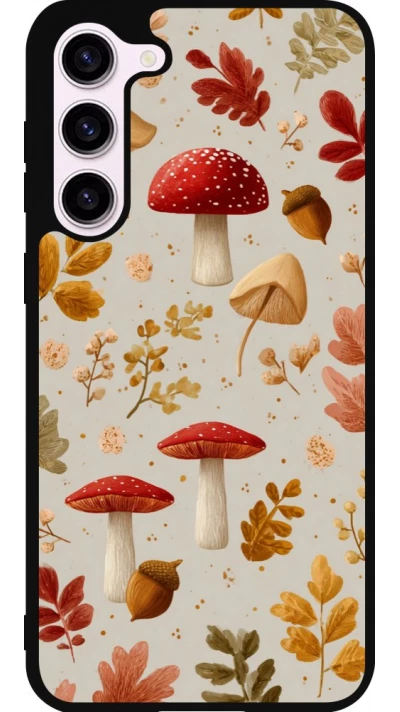 Coque Samsung Galaxy S23+ - Silicone rigide noir Autumn 26 Mushrooms and leaves