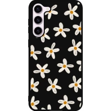 Coque Samsung Galaxy S23+ - Silicone rigide noir Easter 2024 white on black flower