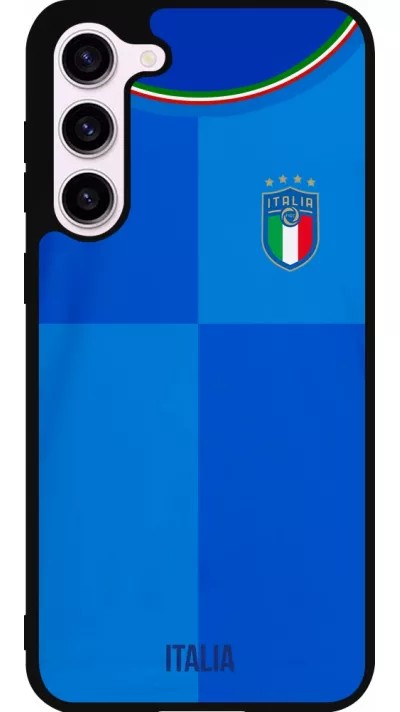 Coque Samsung Galaxy S23+ - Silicone rigide noir Maillot de football Italie 2022 personnalisable