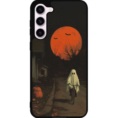 Coque Samsung Galaxy S23+ - Silicone rigide noir Halloween 2025 Ghost on a bicycle