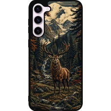 Samsung Galaxy S23+ Case Hülle - Silikon schwarz Linocut Reh