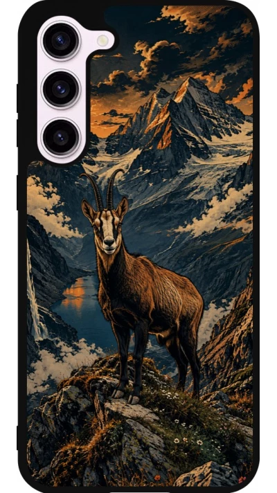 Coque Samsung Galaxy S23+ - Silicone rigide noir Linocut Chamois