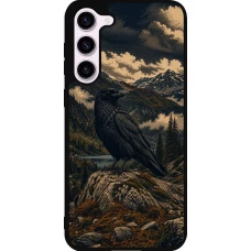Samsung Galaxy S23+ Case Hülle - Silikon schwarz Linocut Grosser Rabe