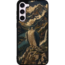 Samsung Galaxy S23+ Case Hülle - Silikon schwarz Linocut Wanderfalke