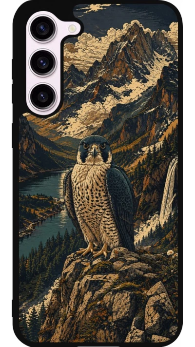 Coque Samsung Galaxy S23+ - Silicone rigide noir Linocut Faucun pèlerin