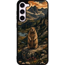 Coque Samsung Galaxy S23+ - Silicone rigide noir Linocut Marmotte