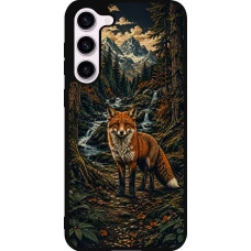 Coque Samsung Galaxy S23+ - Silicone rigide noir Linocut Renard
