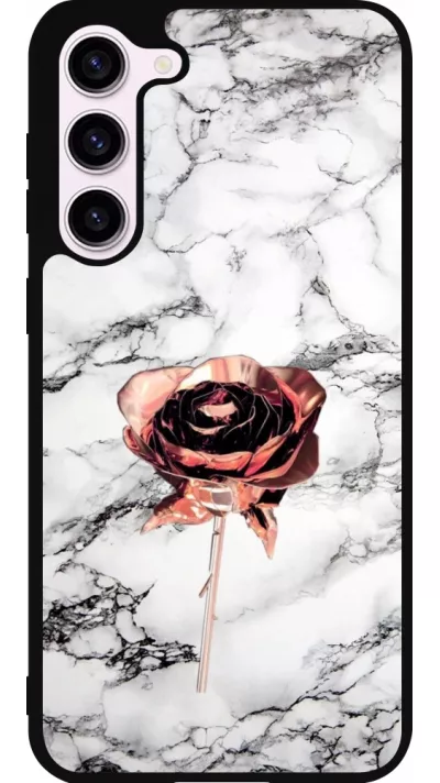 Samsung Galaxy S23+ Case Hülle - Silikon schwarz Marble Rose Gold