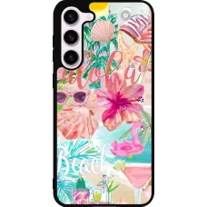 Coque Samsung Galaxy S23+ - Silicone rigide noir Preppy Collage Aloha