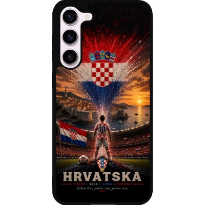 Coque Samsung Galaxy S23+ - Silicone rigide noir Football Croatie splash 2026
