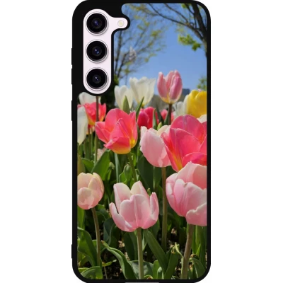 Coque Samsung Galaxy S23+ - Silicone rigide noir Tulips Spring 2026